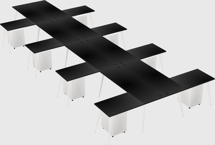 Shared l-shaped office desk system
