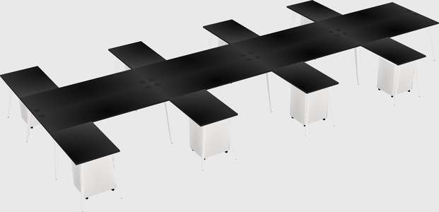 Shared l-shaped office desk system