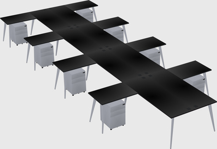 Shared l-shaped office desk system