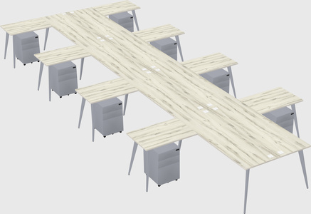 Shared l-shaped office desk system