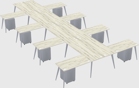 Shared l-shaped office desk system