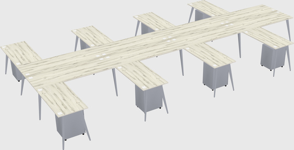Shared l-shaped office desk system