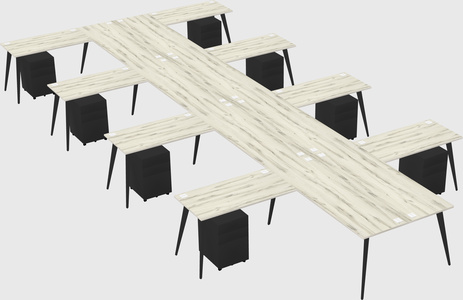 Shared l-shaped office desk system