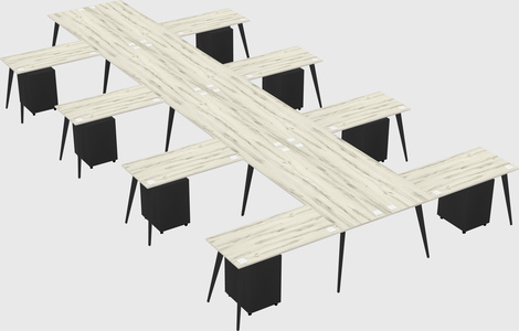 Shared l-shaped office desk system