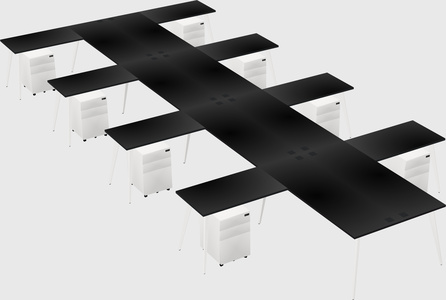 Shared l-shaped office desk system