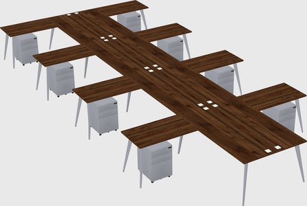 Shared l-shaped office desk system