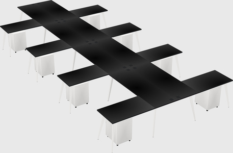 Shared l-shaped office desk system