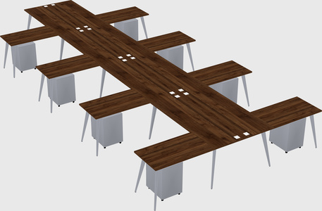 Shared l-shaped office desk system