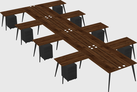 Shared l-shaped office desk system