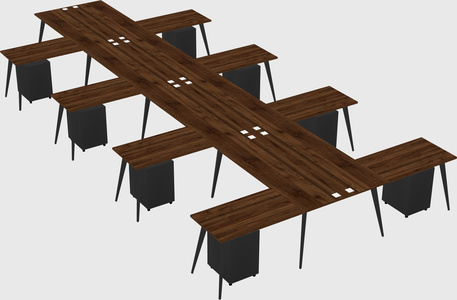 Shared l-shaped office desk system