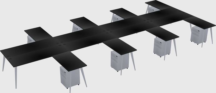 Shared L-shaped Office Desk System
