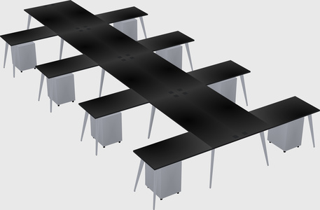 Shared l-shaped office desk system
