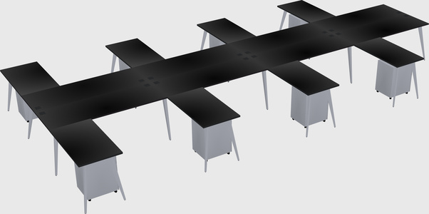 Shared l-shaped office desk system