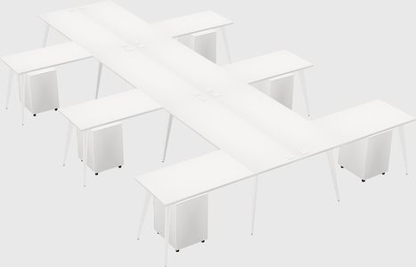 Shared l-shaped office desk system