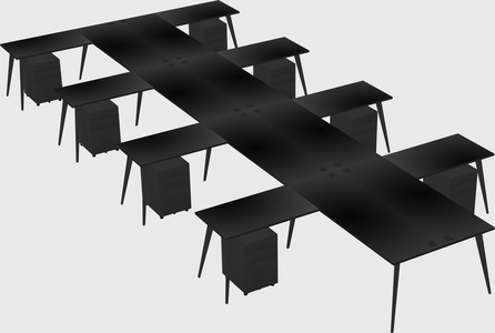 Shared l-shaped office desk system