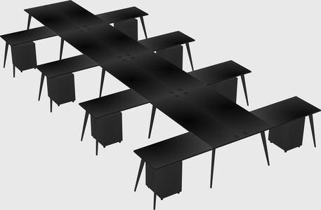 Shared l-shaped office desk system