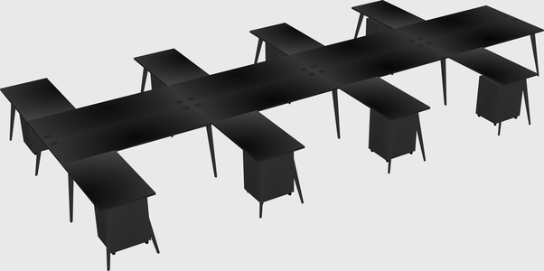 Shared l-shaped office desk system