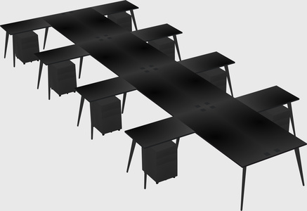 Shared l-shaped office desk system