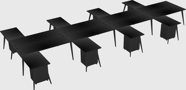 Shared l-shaped office desk system