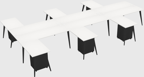 Shared l-shaped office desk system