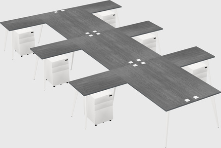 Shared l-shaped office desk system