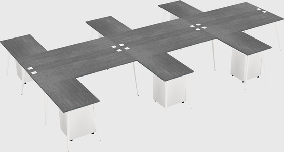 Shared l-shaped office desk system