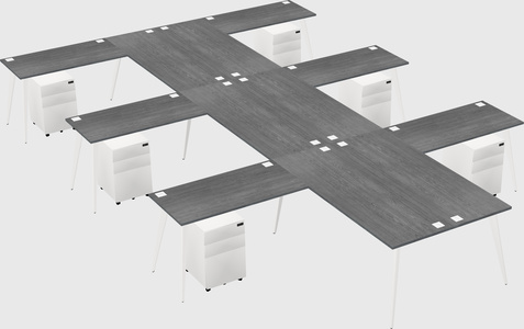Shared l-shaped office desk system