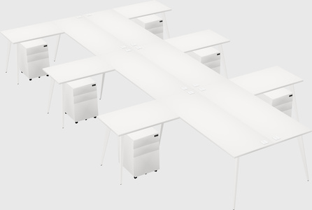 Shared l-shaped office desk system