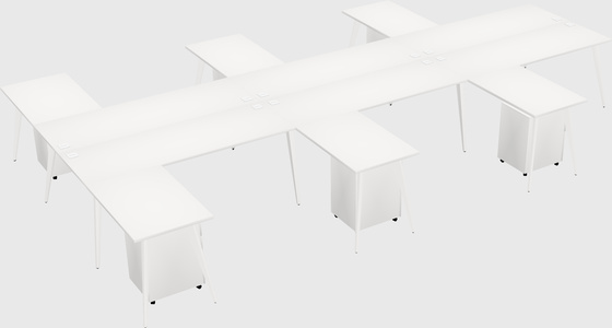 Shared l-shaped office desk system