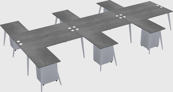 Shared l-shaped office desk system