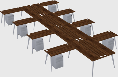 Shared l-shaped office desk system