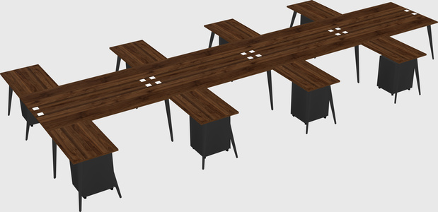 Shared l-shaped office desk system