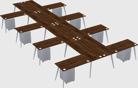 Shared l-shaped office desk system