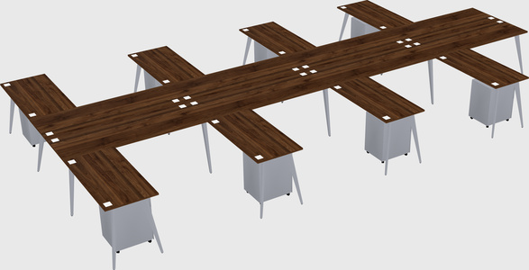 Shared l-shaped office desk system