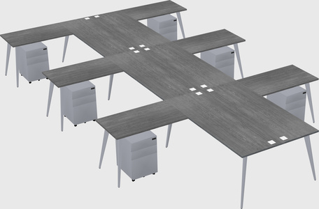 Shared l-shaped office desk system