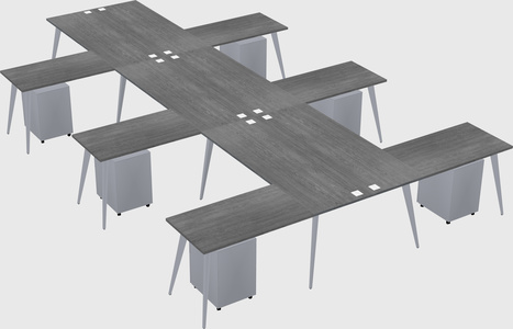 Shared l-shaped office desk system