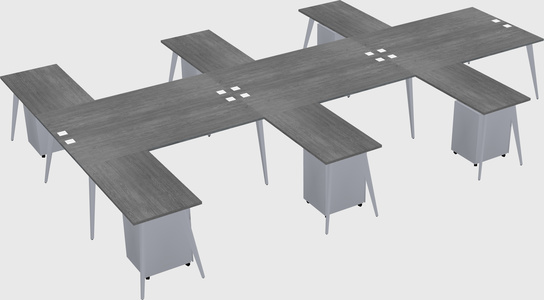 Shared l-shaped office desk system