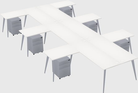 Shared l-shaped office desk system