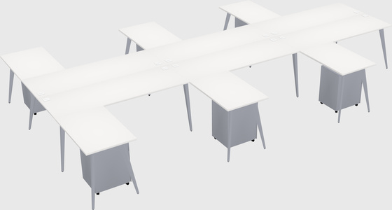 Shared l-shaped office desk system