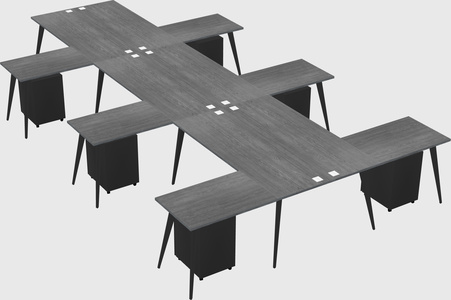 Shared l-shaped office desk system