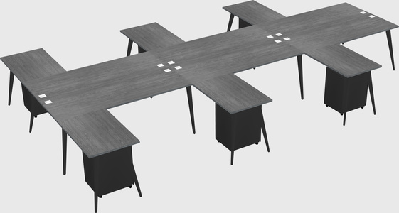 Shared l-shaped office desk system