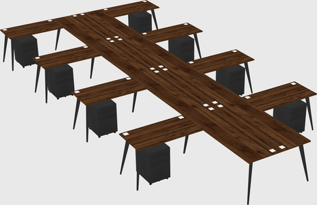 Shared l-shaped office desk system