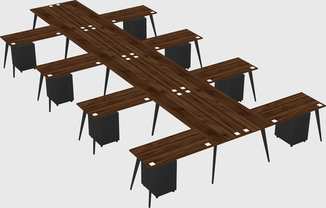 Shared l-shaped office desk system