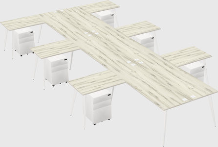 Shared l-shaped office desk system