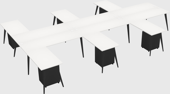 Shared l-shaped office desk system