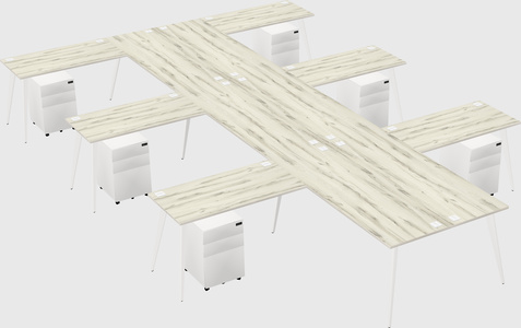 Shared l-shaped office desk system