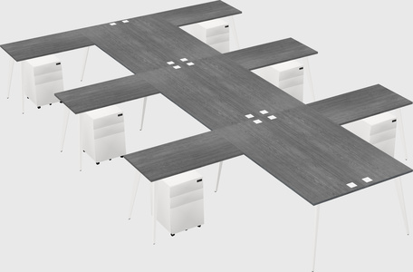 Shared l-shaped office desk system