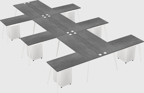 Shared l-shaped office desk system