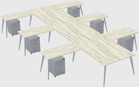 Shared l-shaped office desk system