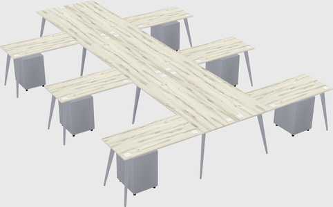 Shared l-shaped office desk system